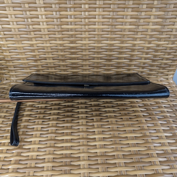 Halogen Black Patent Leather Envelope Style Clutch Wristlet Bag Purse Wallet - Picture 5 of 16